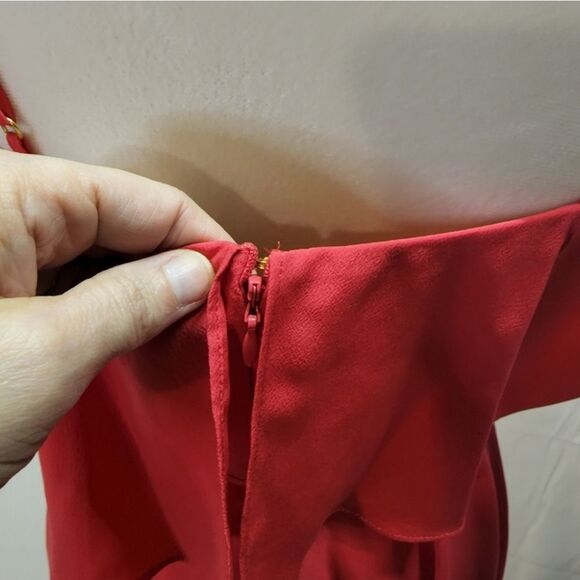 Cece Women's Hot Pink Jackie Cold Shoulder Ruffle Midi Dress Size 4 - Picture 7 of 12